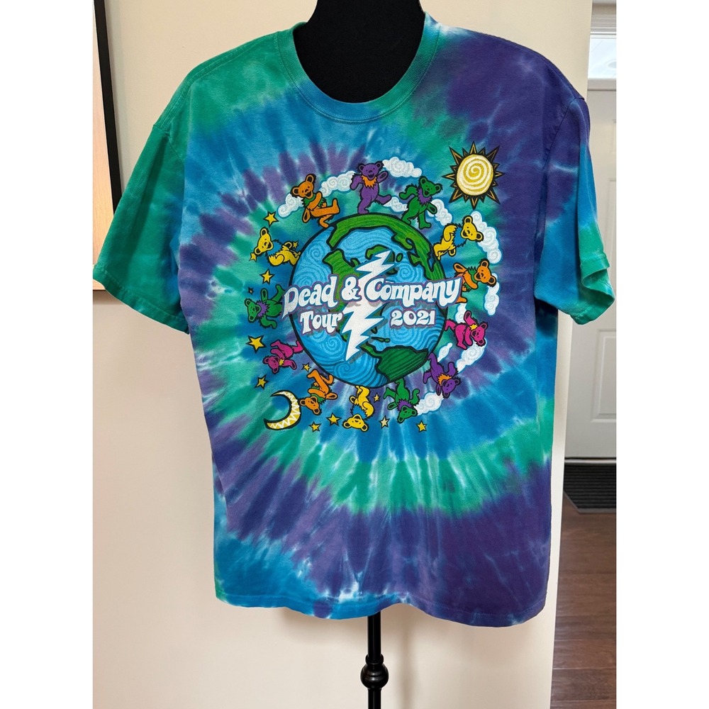 Dead & Company Tour 2021 Tie Dye T-Shirt Mens Large Liquid Blue Grateful Dead